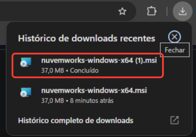 Baixe e abra o instalador